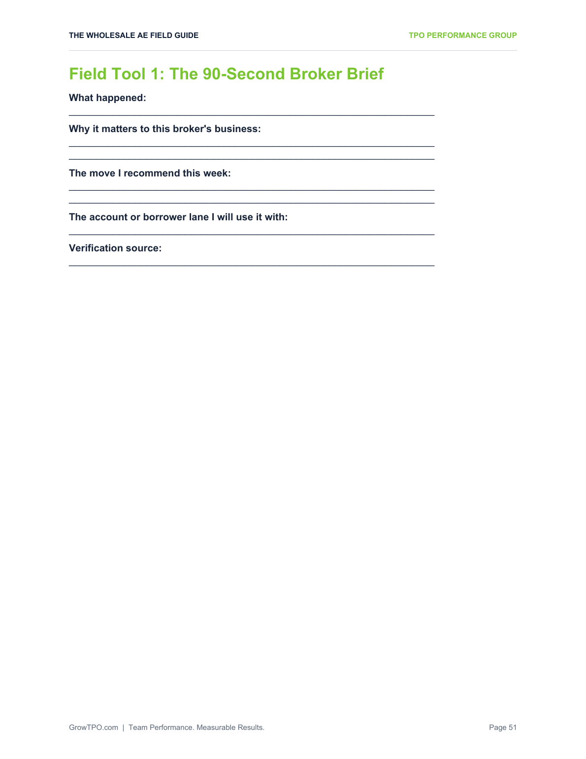 90-Second Broker Brief worksheet